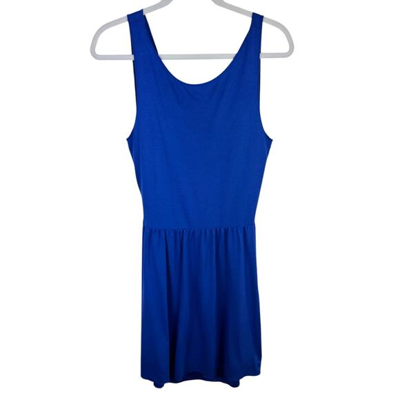 Mango Blue Scoop Neck Criss Cross Back Lightweight Knee Length Tank Dress Size 6 - Picture 1 of 6